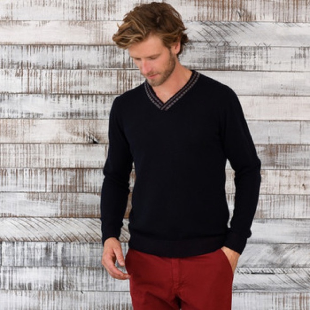 Jerry Kaye Men's Black V-Neck Italian Cashmere Sweater NWT